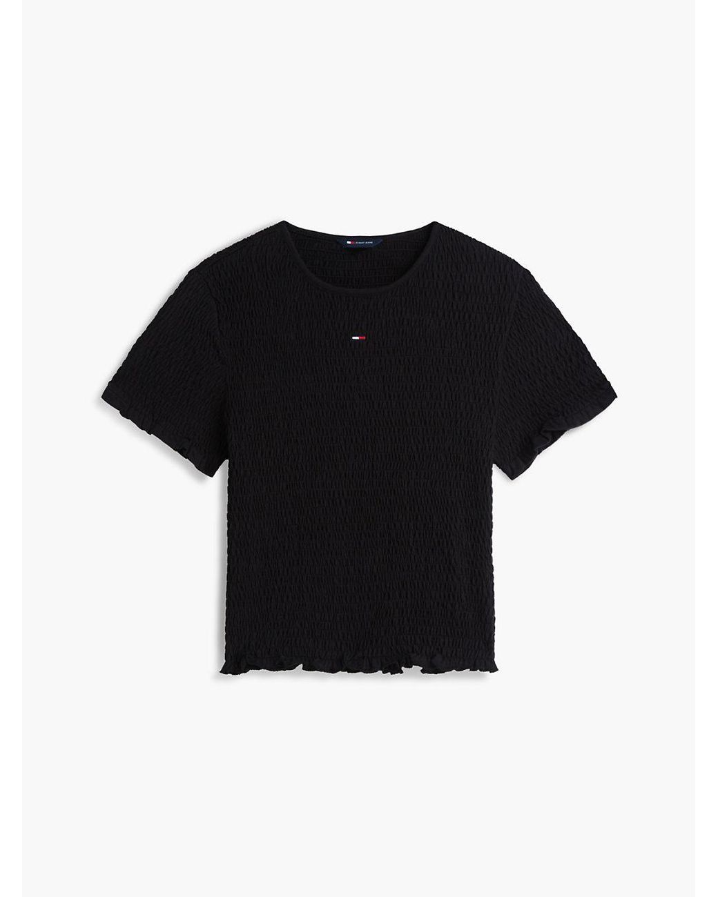 Tommy Hilfiger Black Smock Flag Embroidery Slim T-Shirt