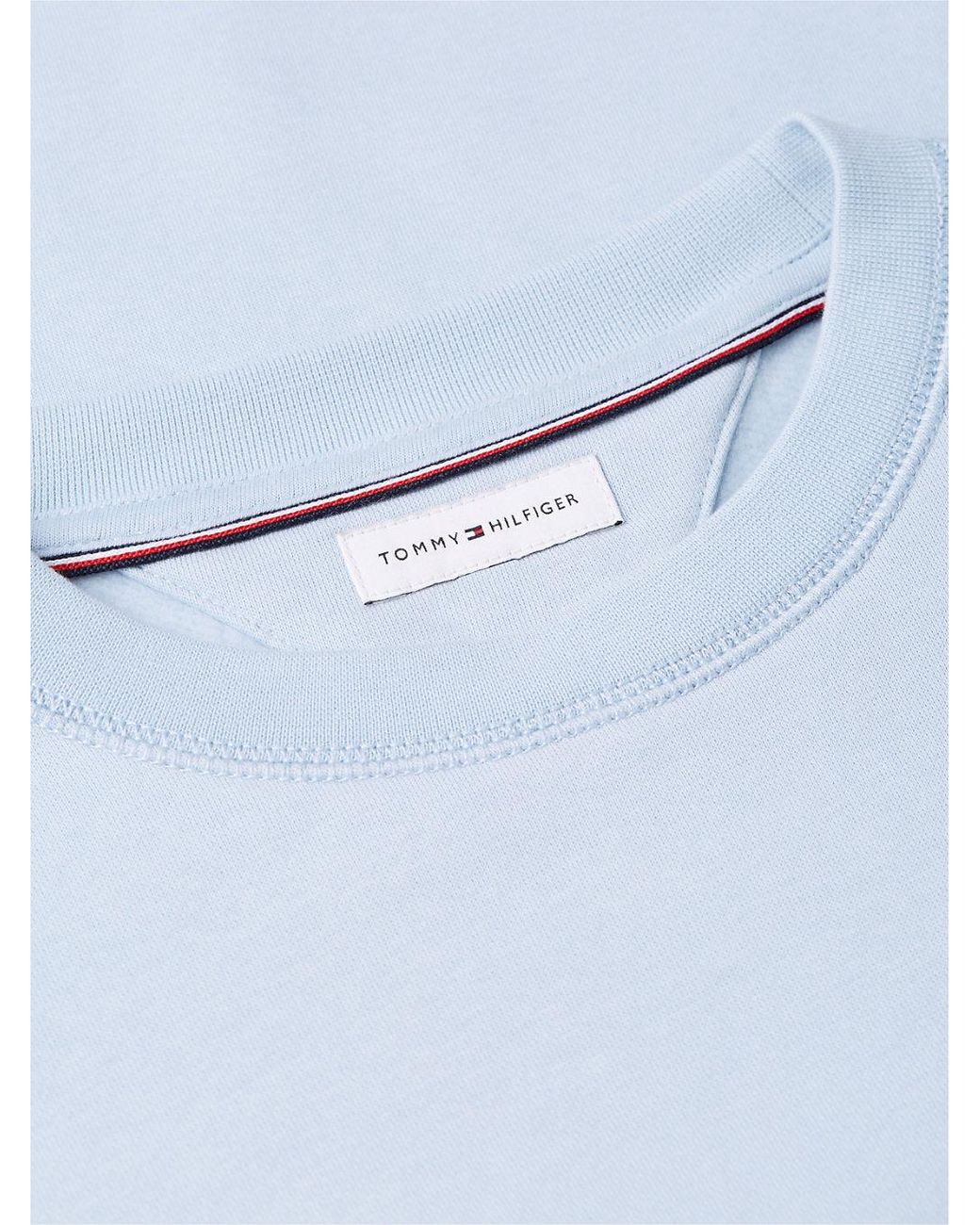 Tommy Hilfiger Blue Logo Fleece Crew Neck Sweatshirt for men