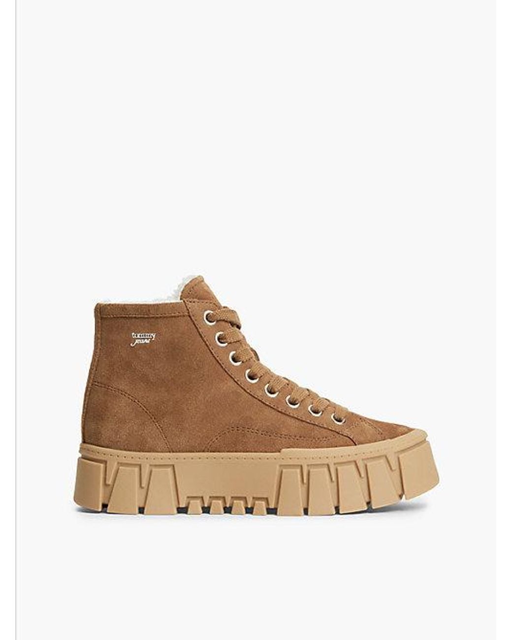 Tommy Hilfiger Brown Tommy Jeans Suede Warm Lined Platform Trainers