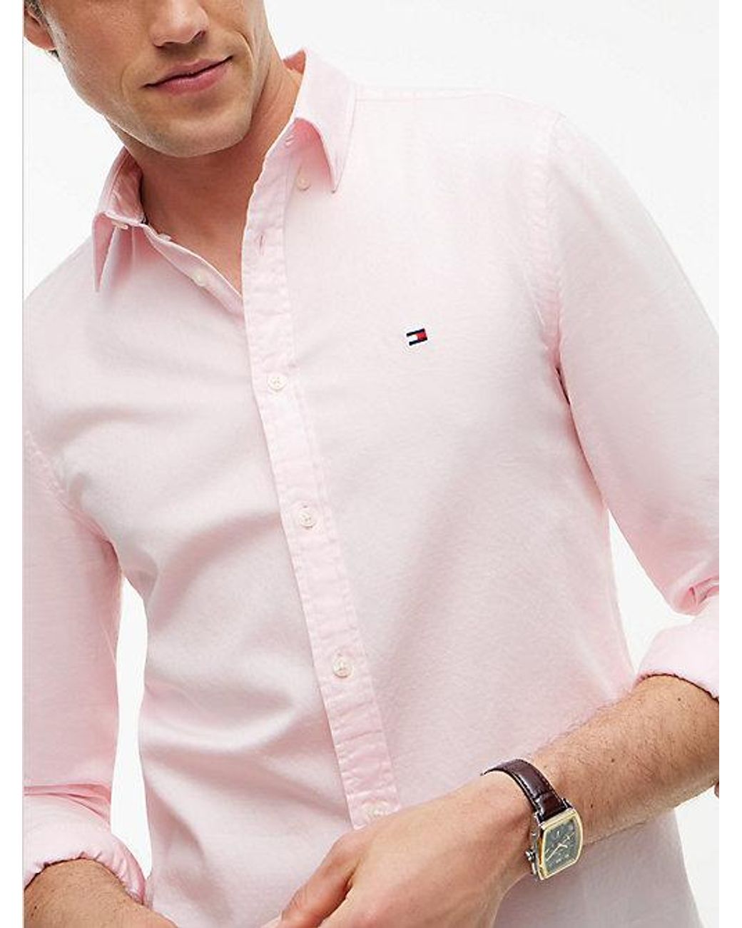 Tommy Hilfiger White Th Flex Slim Fit Dobby Shirt for men