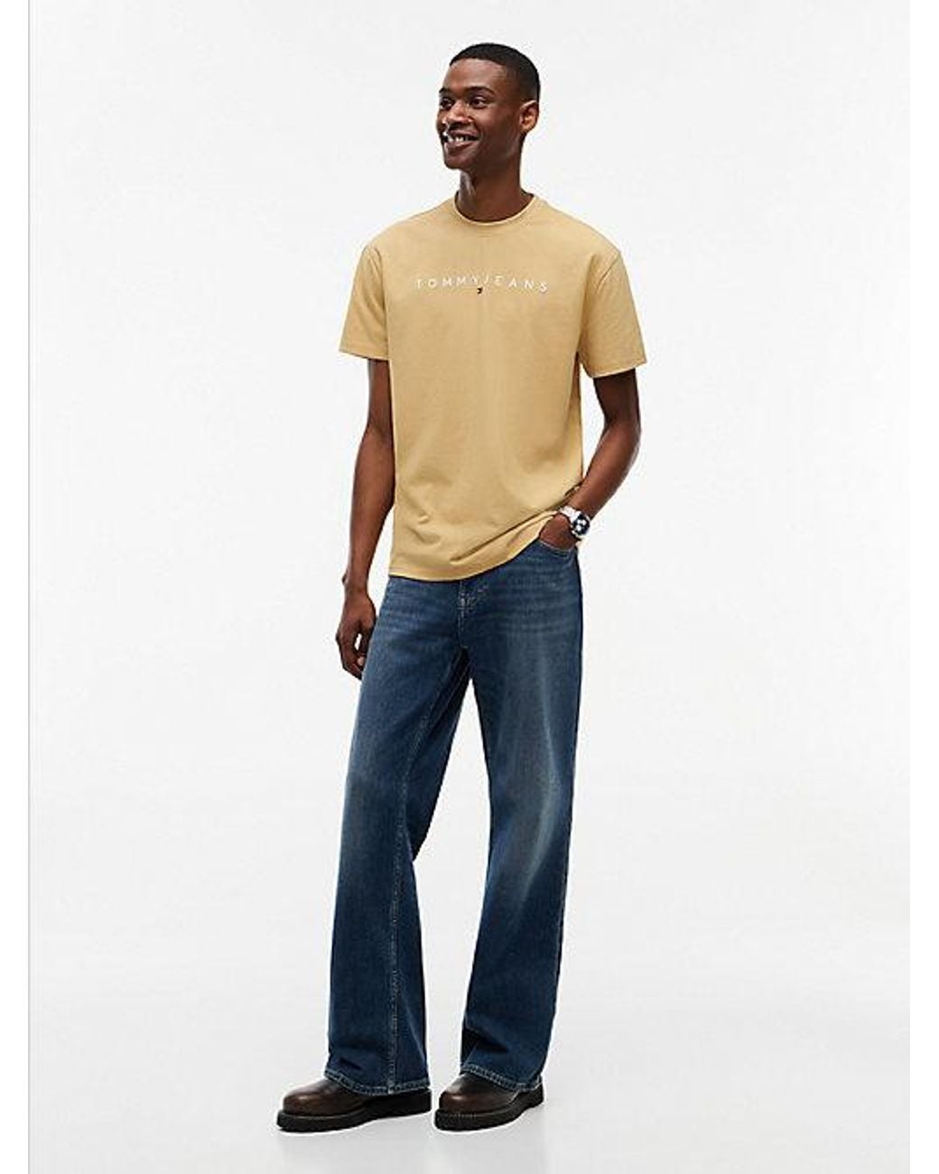 Tommy Hilfiger Blue Tommy Jeans Linear Logo Jersey T-Shirt for men
