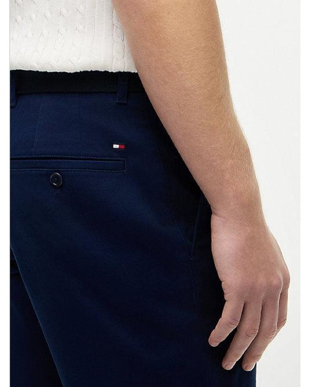 Tommy Hilfiger Blue Denton Straight Fit Belted Chino Shorts for men