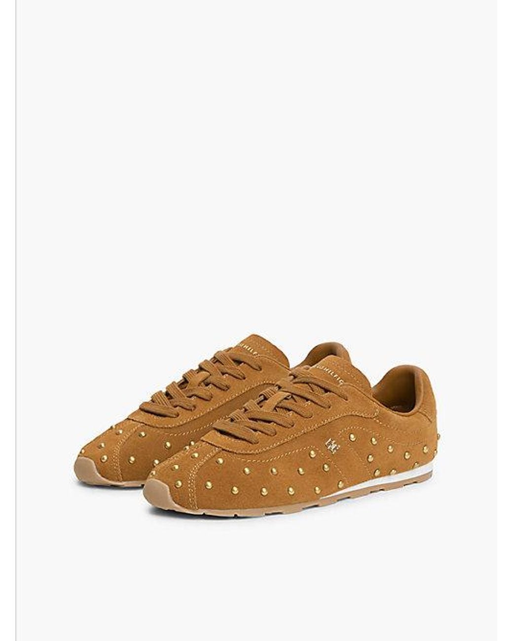 Tommy Hilfiger Brown Suede Studded Low Profile Trainers