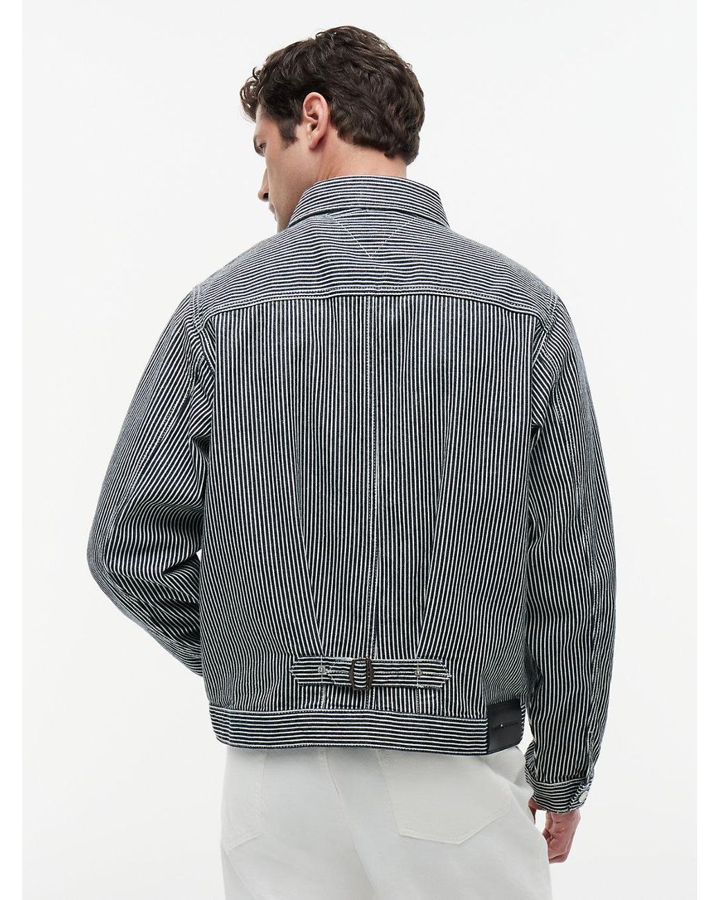 Tommy Hilfiger Gray Stripe Denim Jacket for men