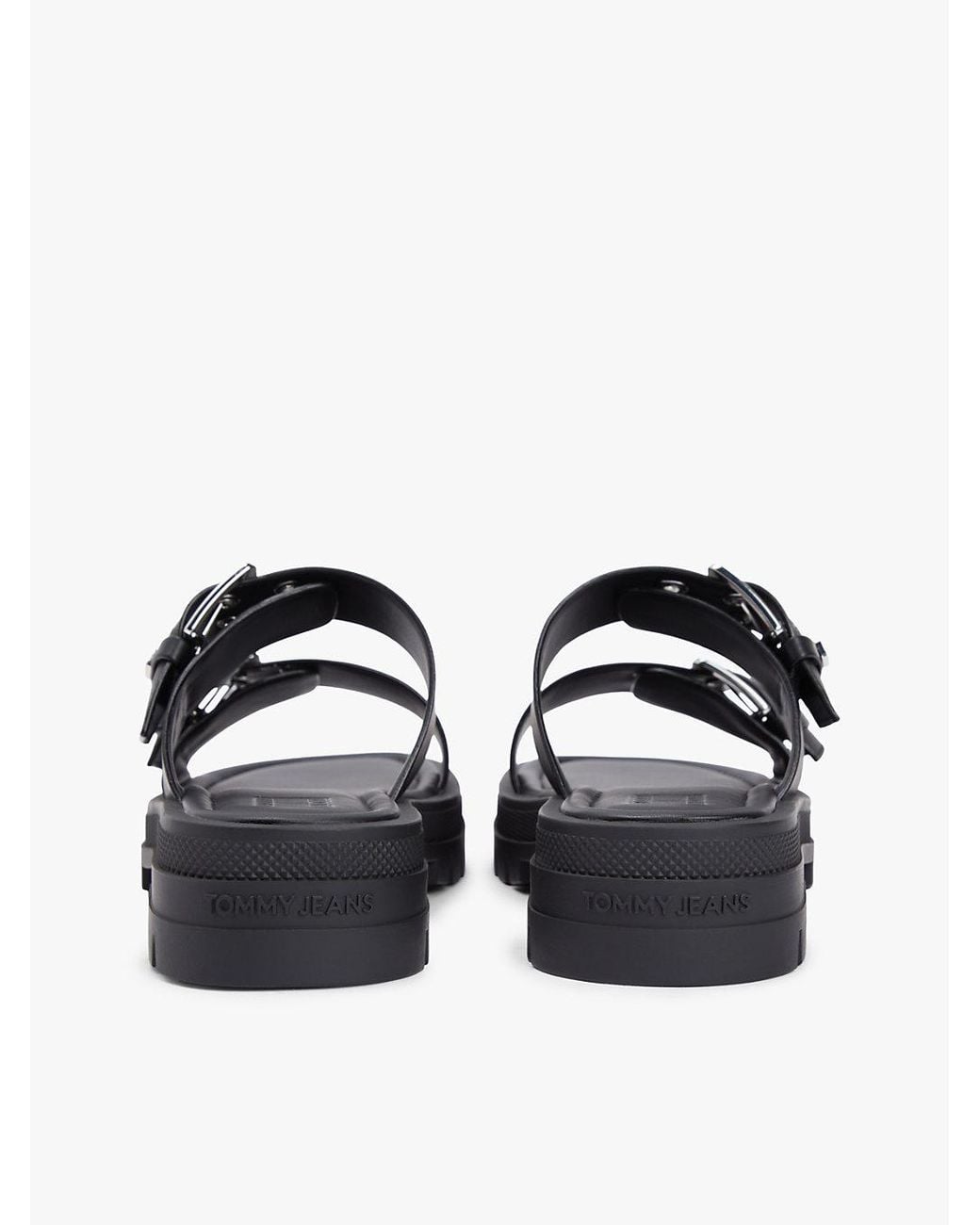 Tommy Hilfiger Black Chunky Cleat Double Buckle Sandals