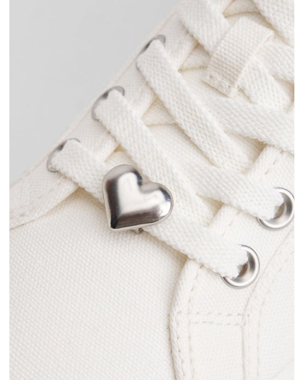 Tommy Hilfiger Natural Canvas Platform Trainers With Charms