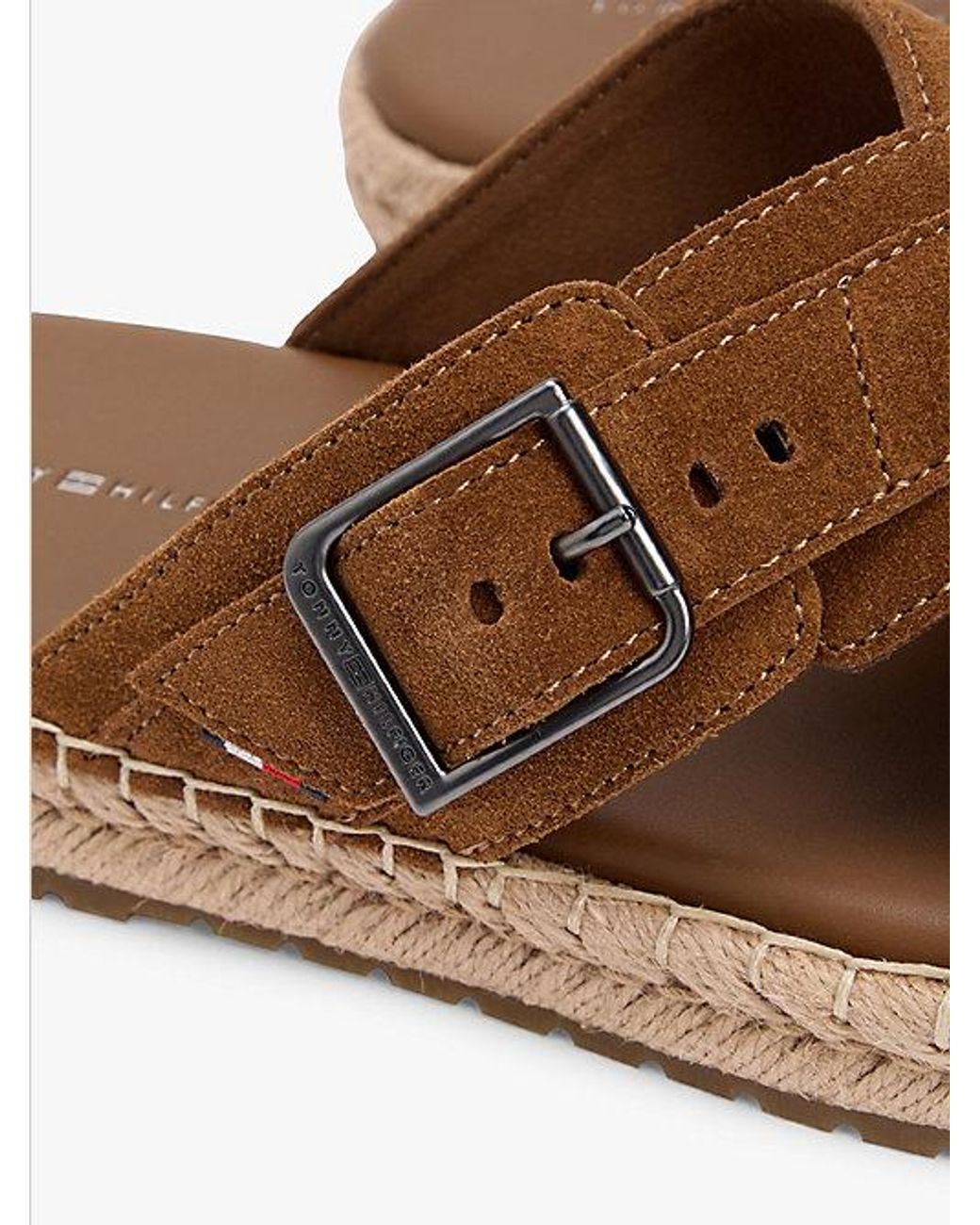 Tommy Hilfiger Flexibele Suède Sandaal Met Gesp in het Brown voor heren