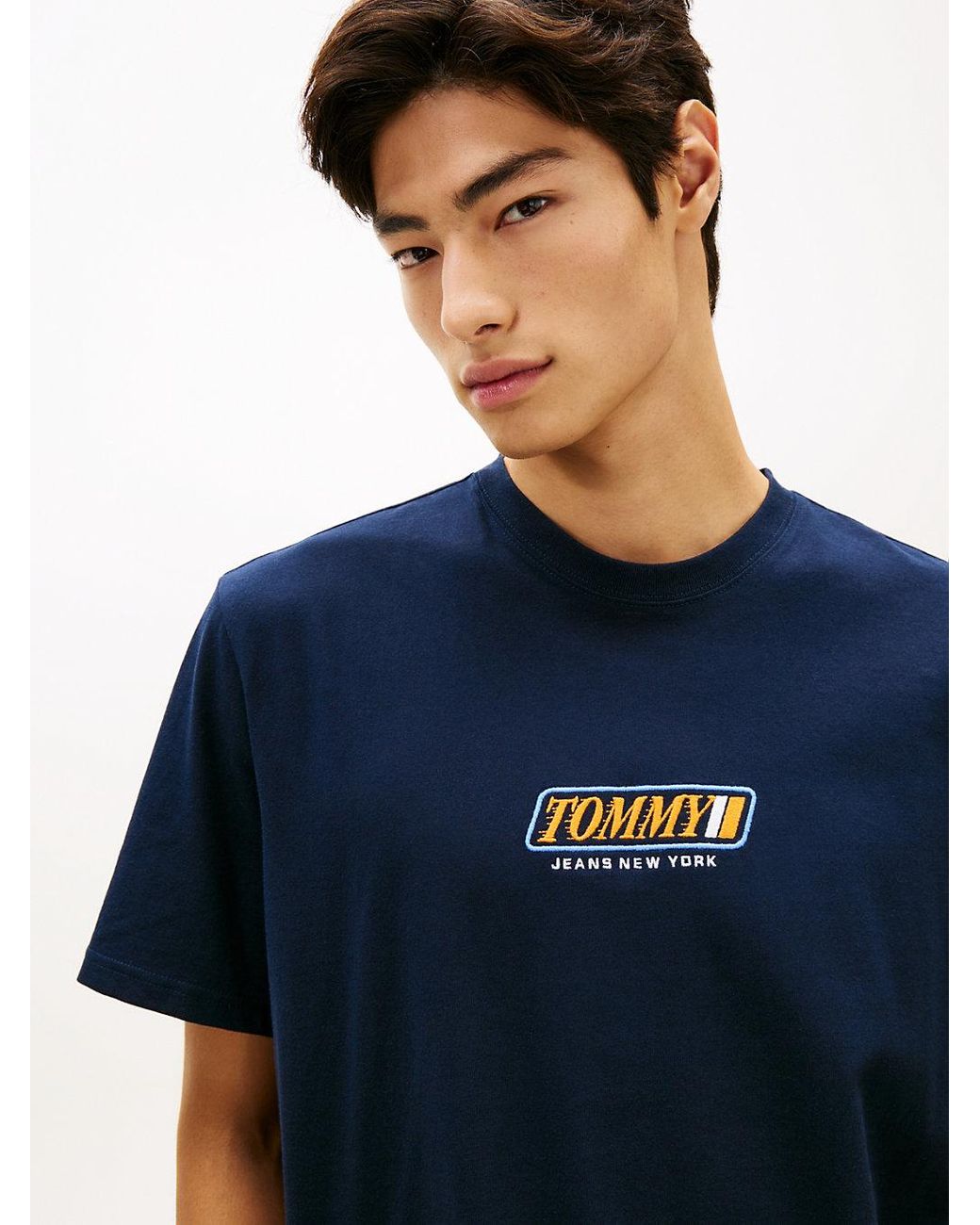 Tommy Hilfiger Blue 90S Logo Embroidery Jersey T-Shirt for men