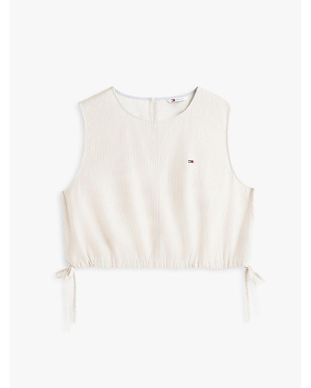 Tommy Hilfiger White Side Tie Linen Blend Sleeveless Blouse