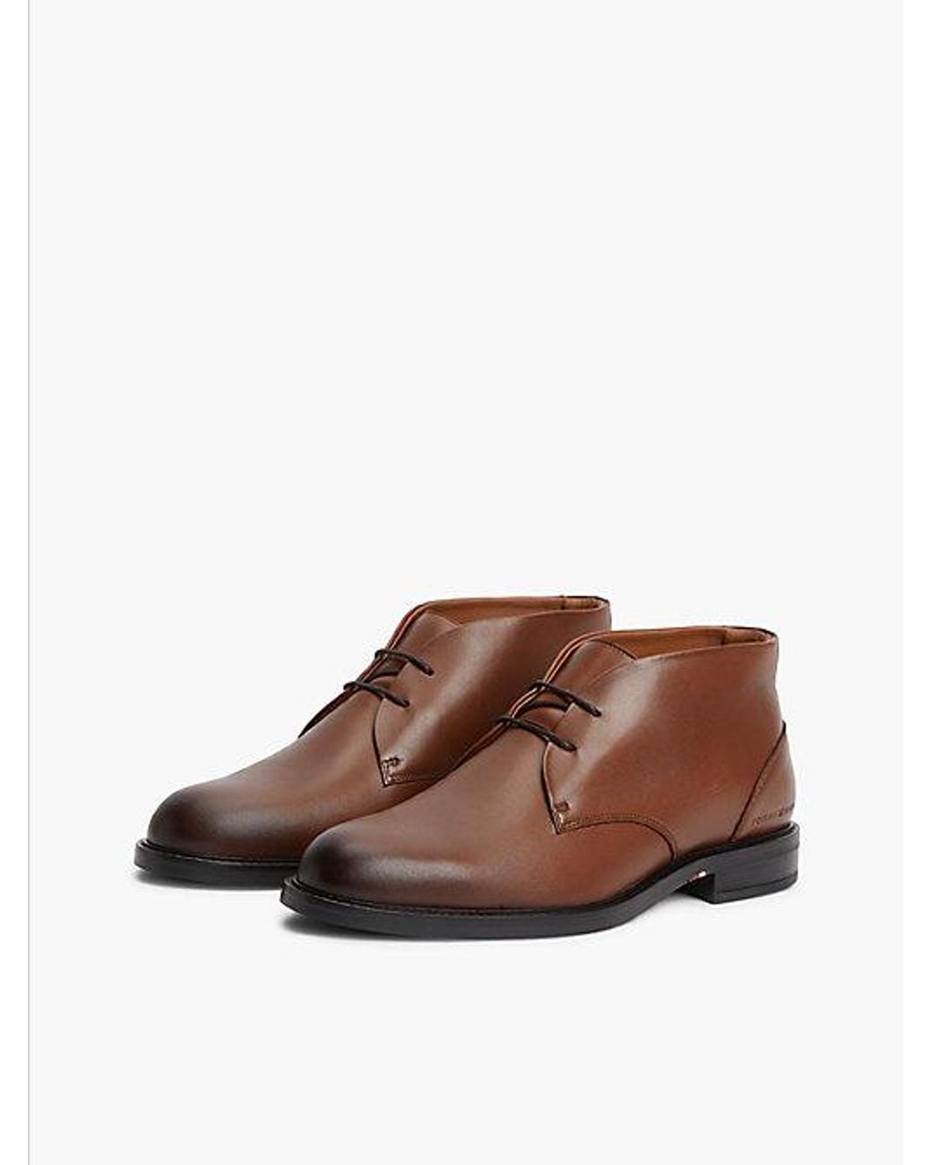 Tommy Hilfiger Brown Leather Lace Up Ankle Boots for men