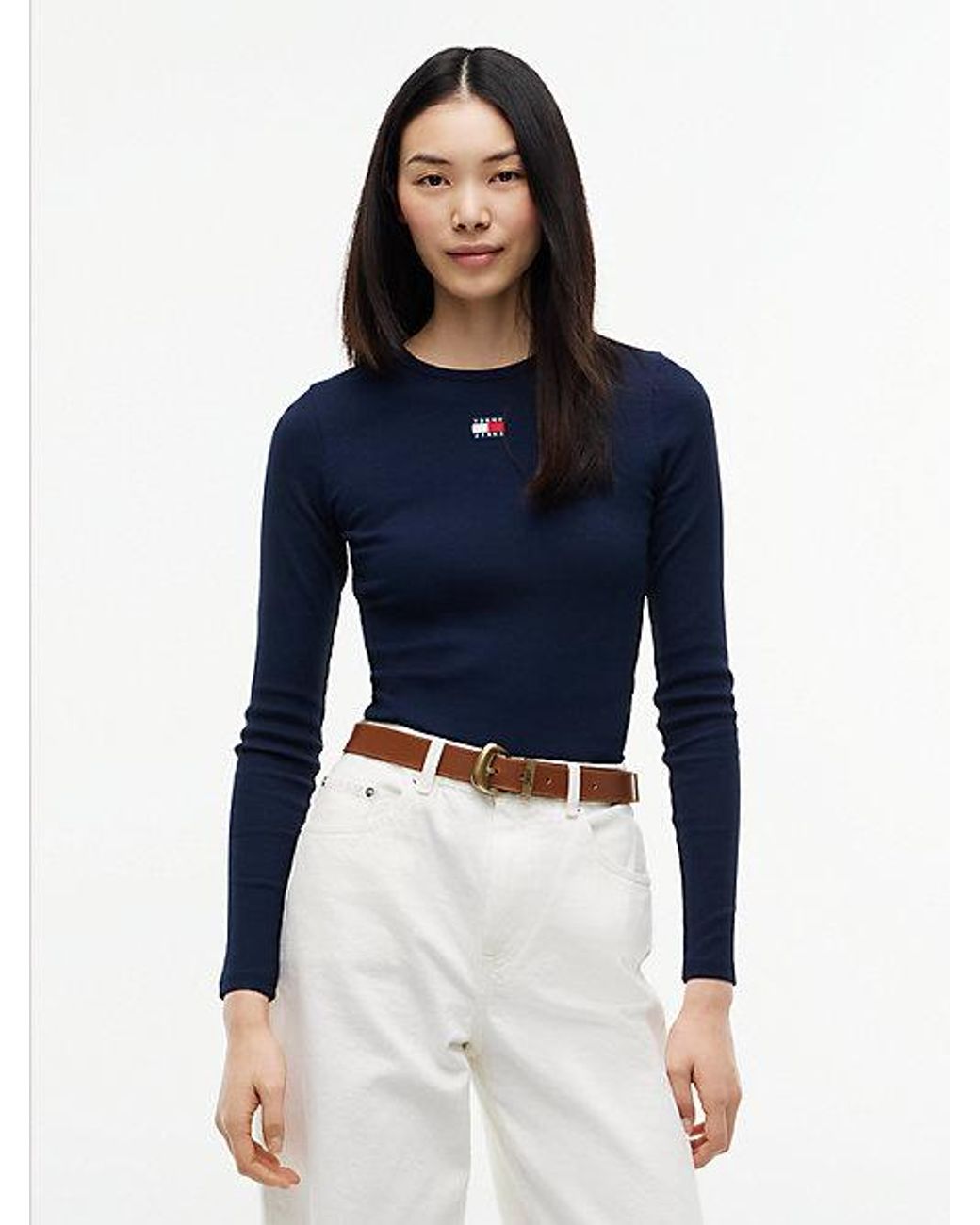 Tommy Hilfiger Blue Tommy Badge Slim Long Sleeve T-Shirt