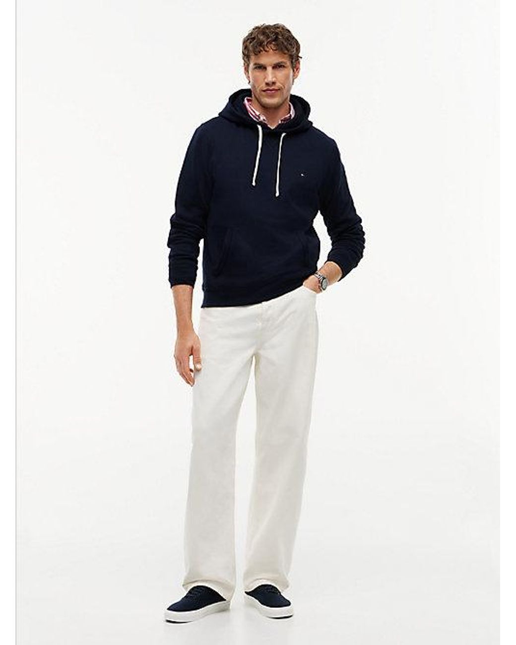 Tommy Hilfiger Blue Solid Everday Fleece Hoodies for men
