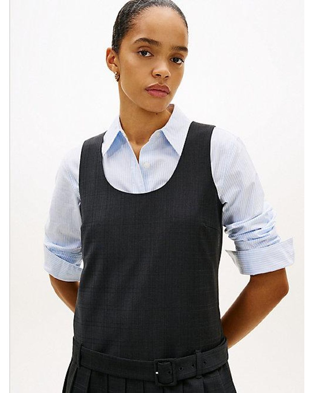 Tommy Hilfiger Black Check Wool Blend Mini Shift Dress