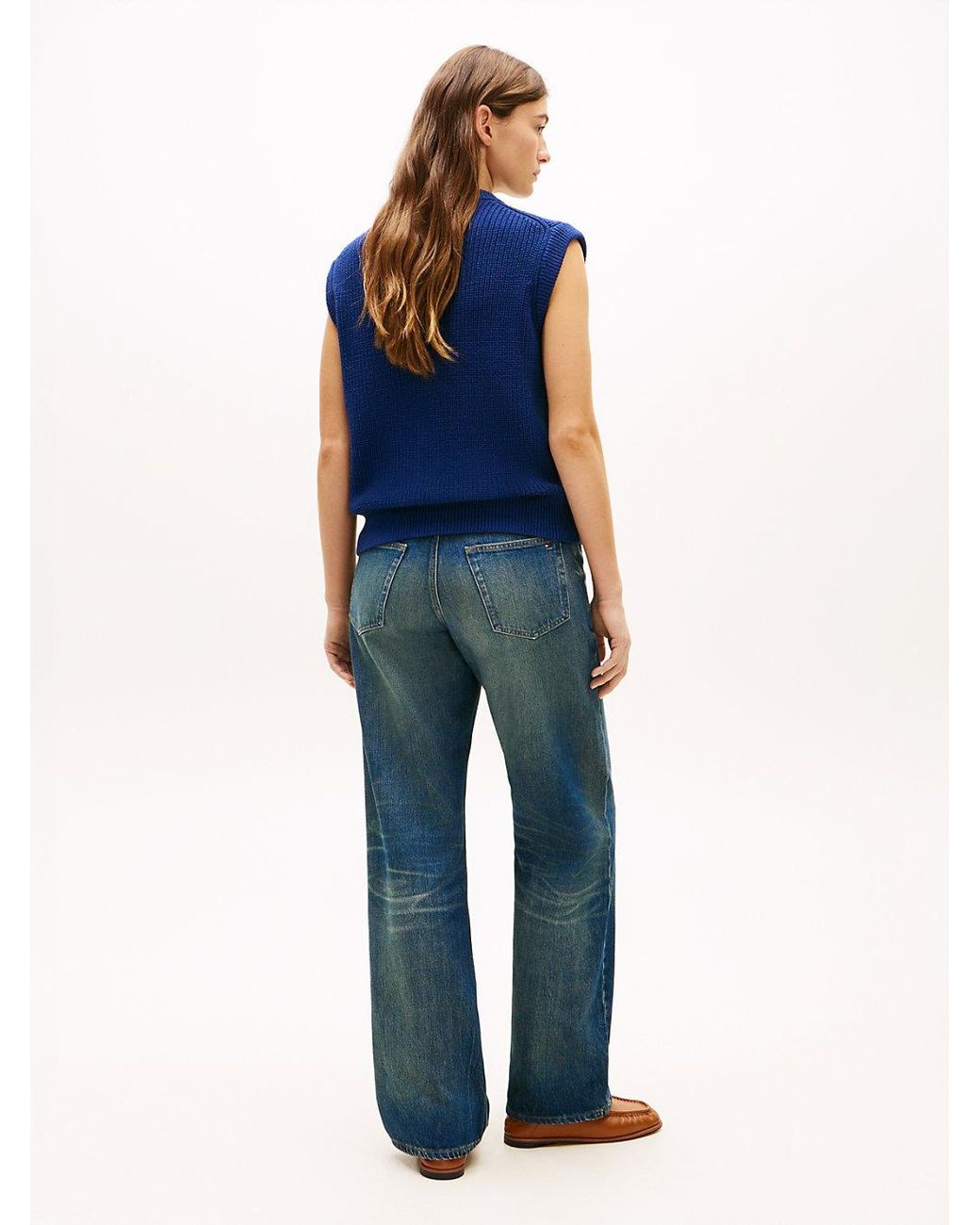 Tommy Hilfiger Blue Tone Button Rib-Knit Vest