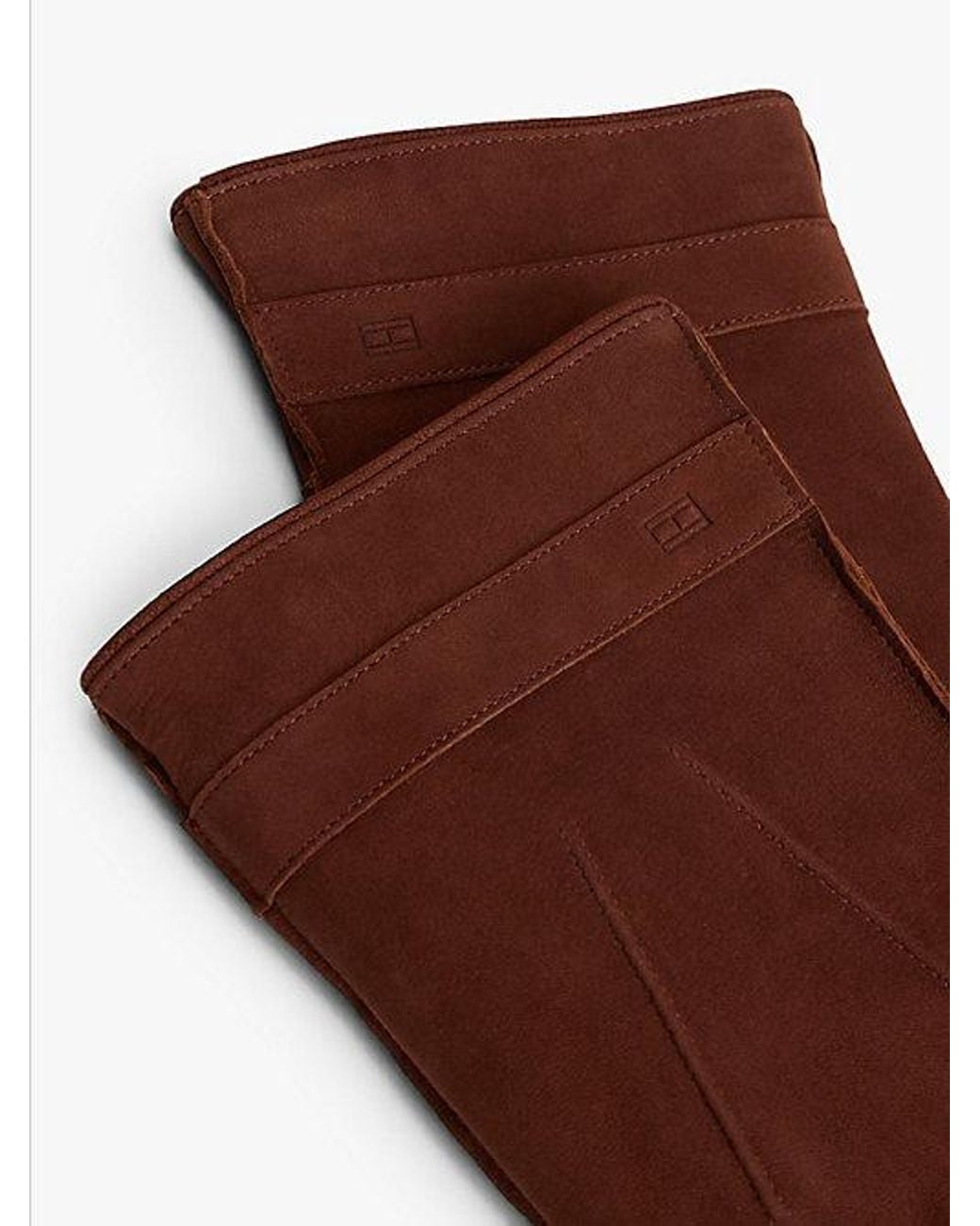 Tommy Hilfiger Brown Hilfiger Flag Leather Gloves for men