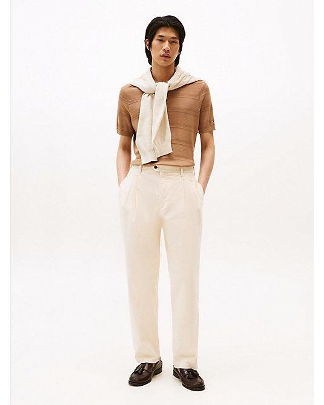 Tommy Hilfiger Natural Corduroy Pressed Crease Trousers for men