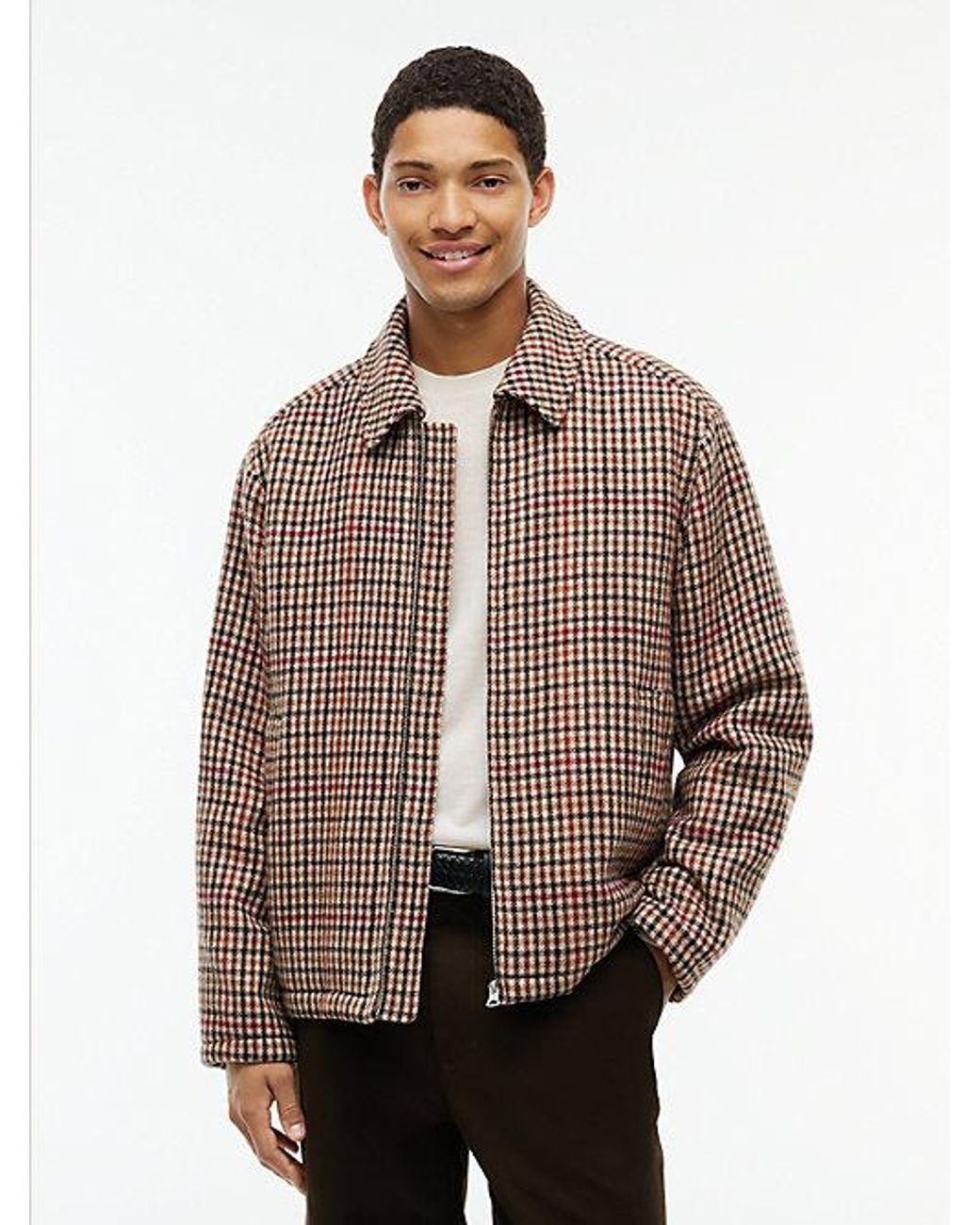 Tommy Hilfiger Natural Pure Wool Check Ivy Jacket for men