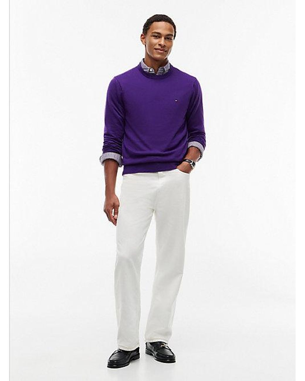 Tommy Hilfiger Purple Crew Neck Jumper With Cashmere for men