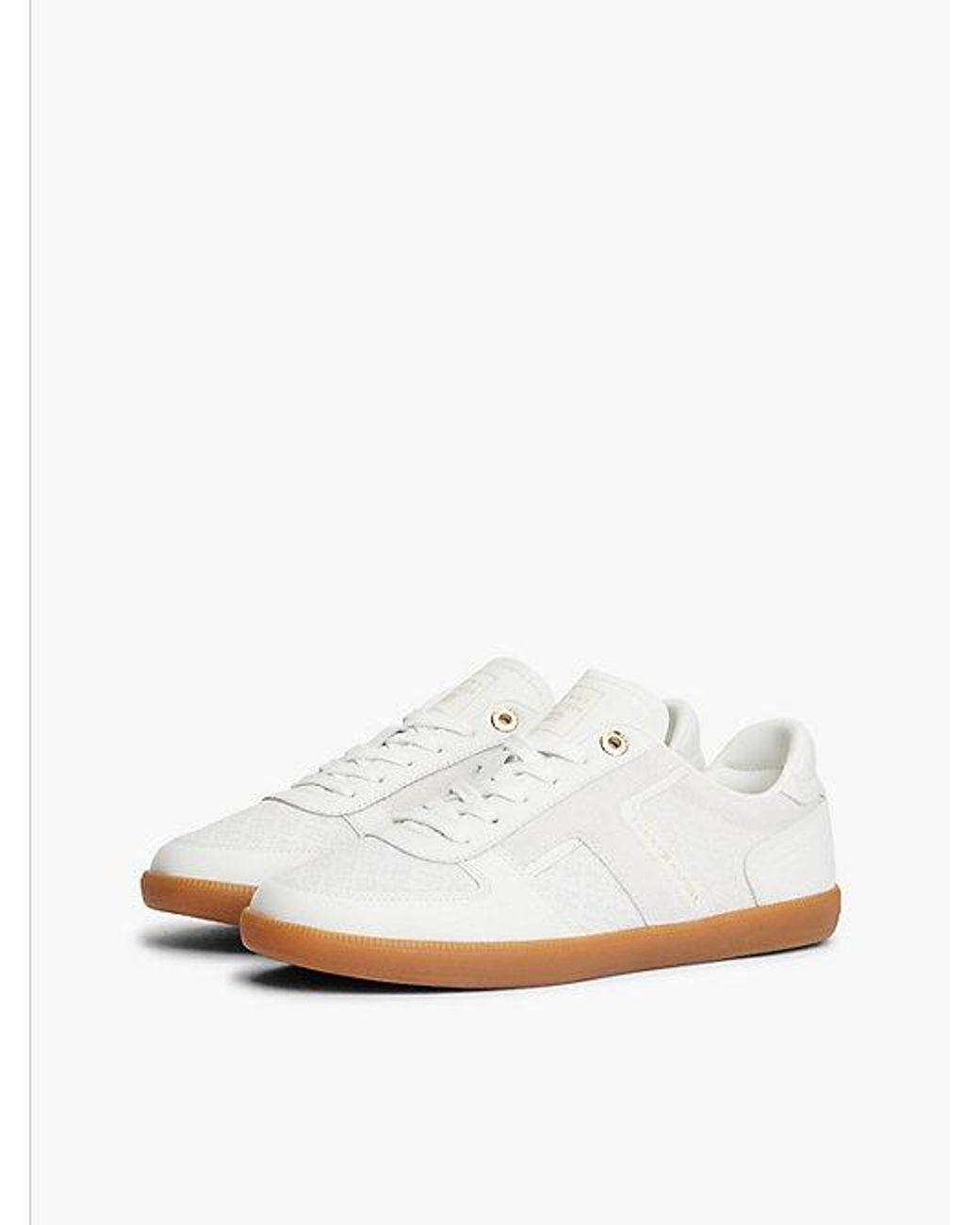 Tommy Hilfiger White Th Tribeca Leather Embossed Monogram Trainers