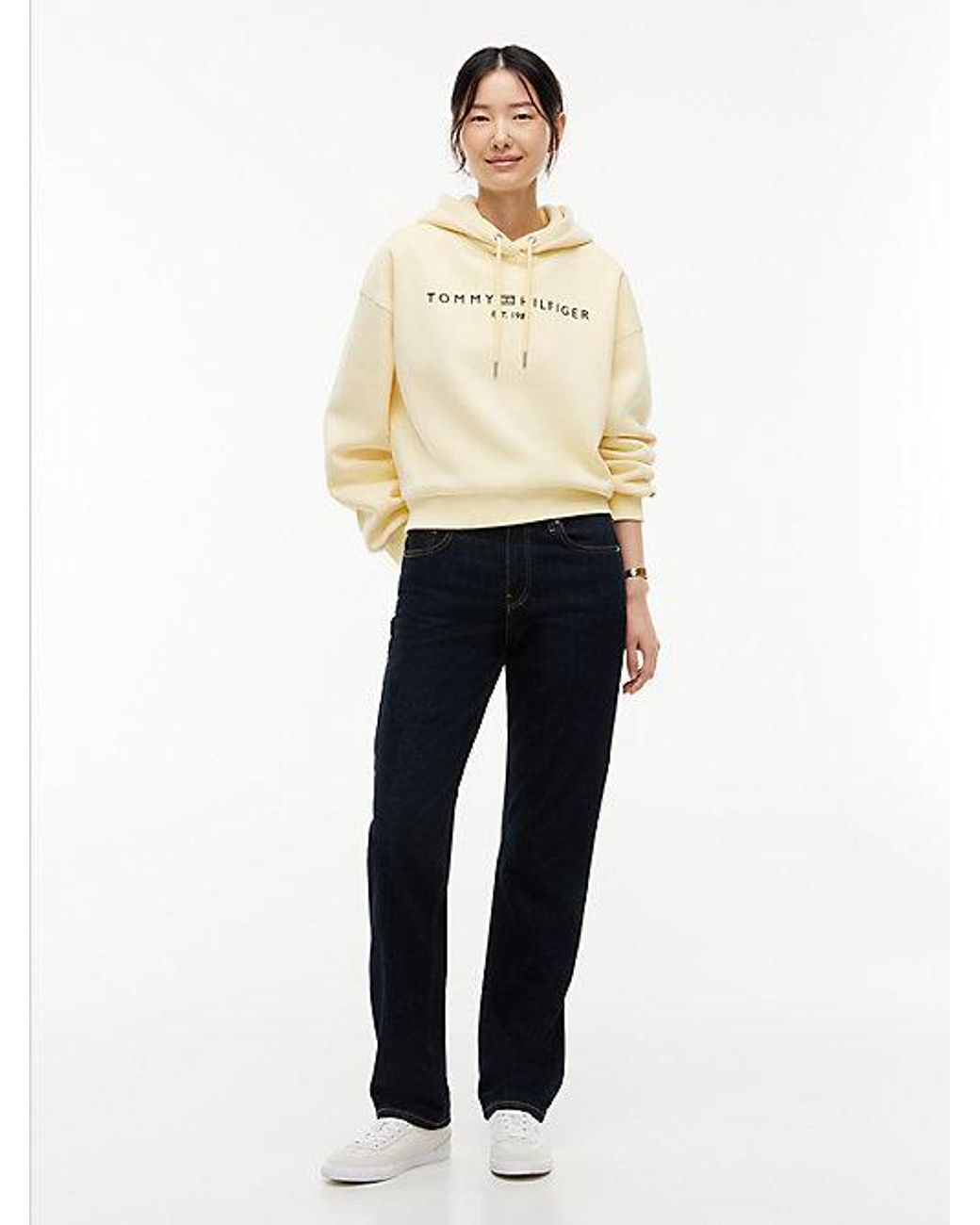 Tommy Hilfiger Natural Logo Fleece Relaxed Drawstring Hoody