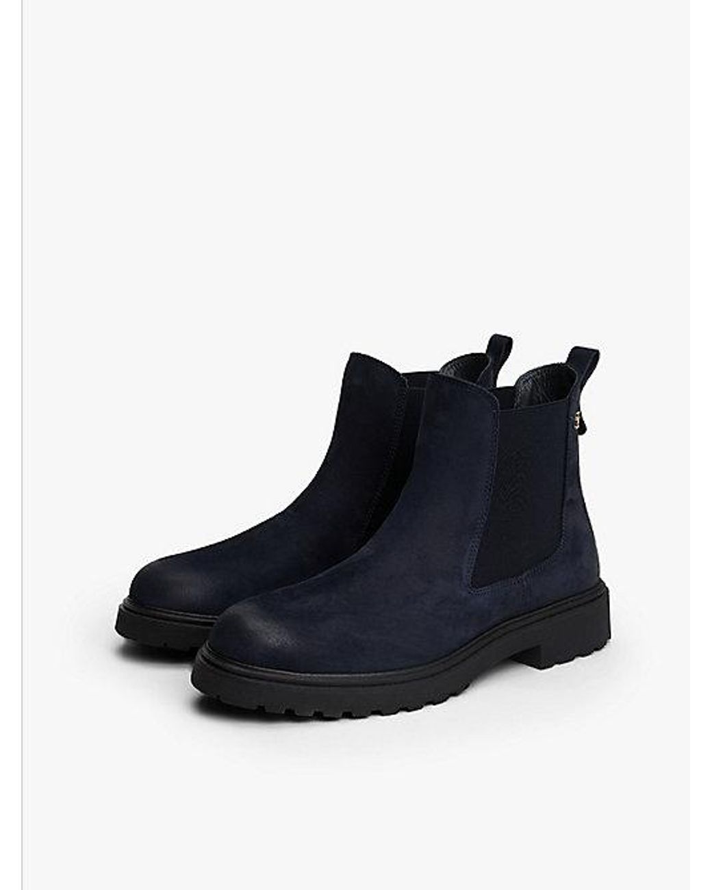 Tommy Hilfiger Blue Leather Cleat Chelsea Boots