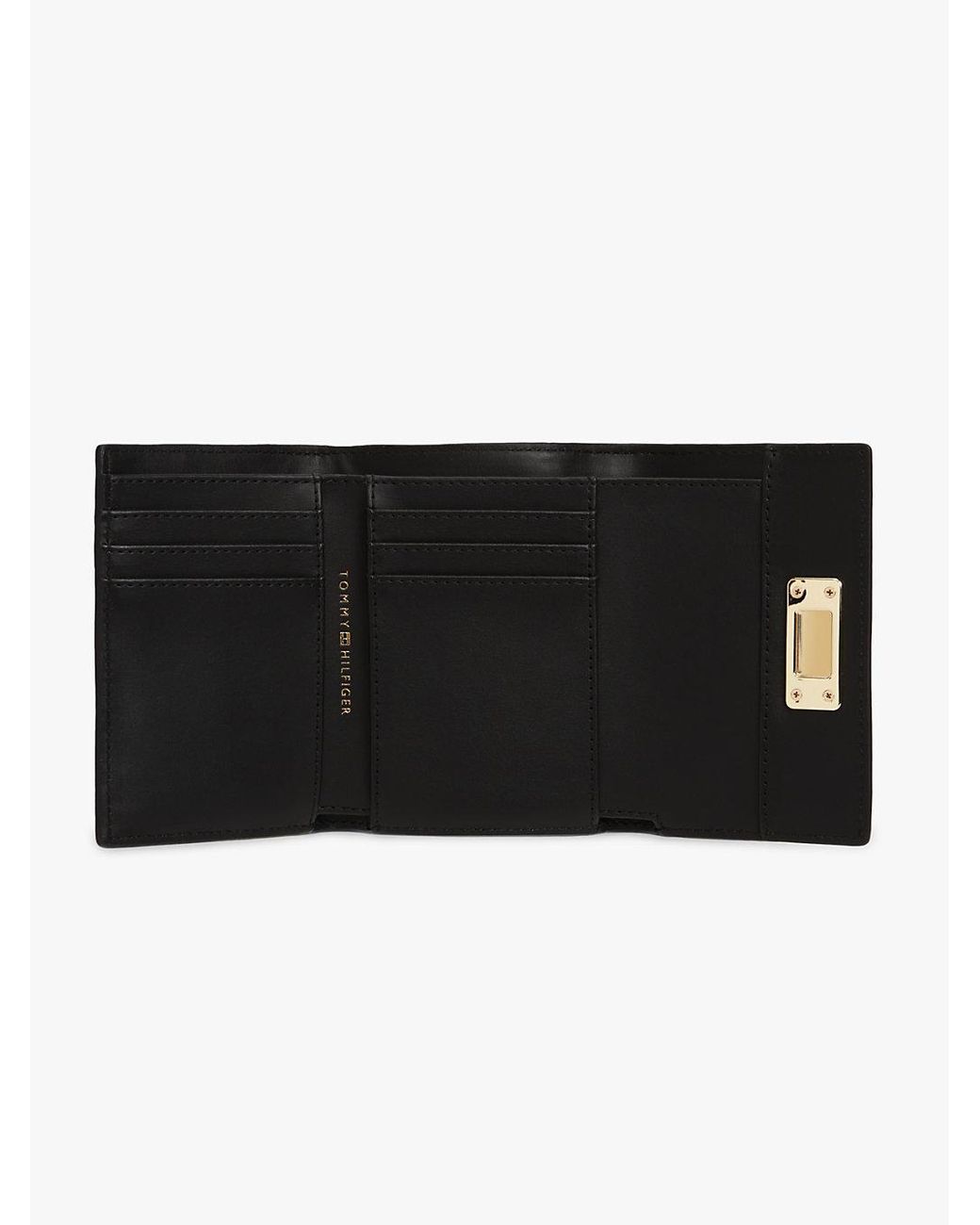 Tommy Hilfiger Black Modern Th Monogram Turn Lock Trifold Wallet