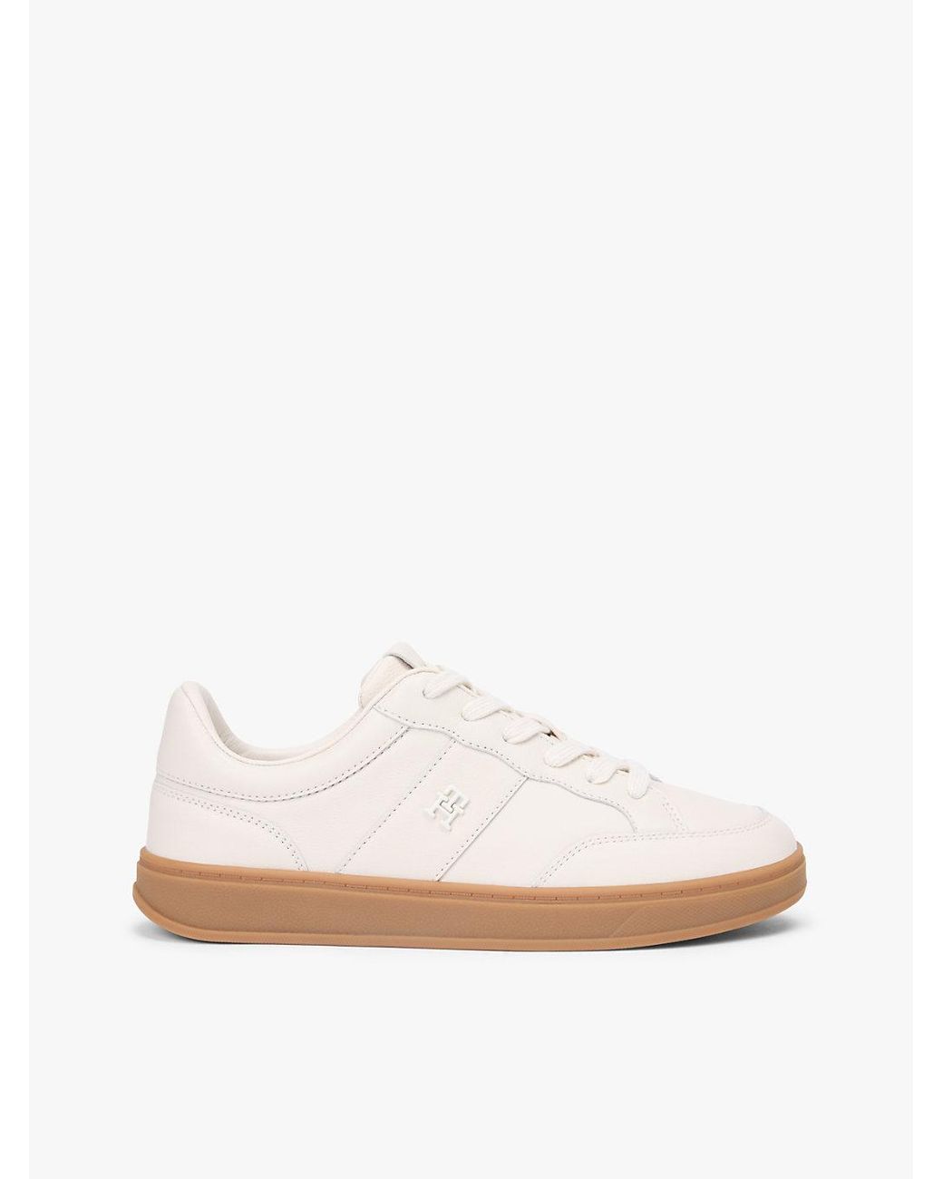 Tommy Hilfiger White Th Monogram Leather Court Trainers