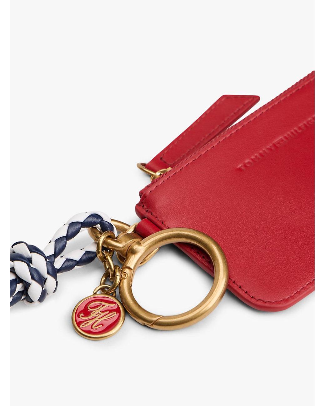 Tommy Hilfiger Red Multi Charm Leather Keyring Purse