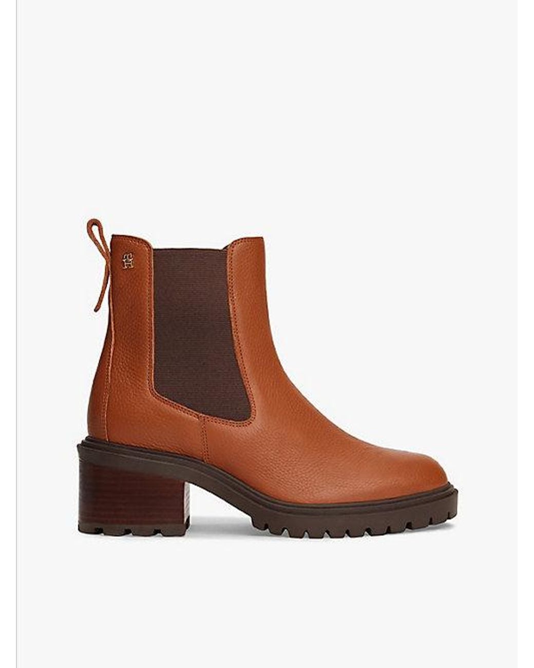 Tommy Hilfiger Brown Leather Cleat Chelsea Boots