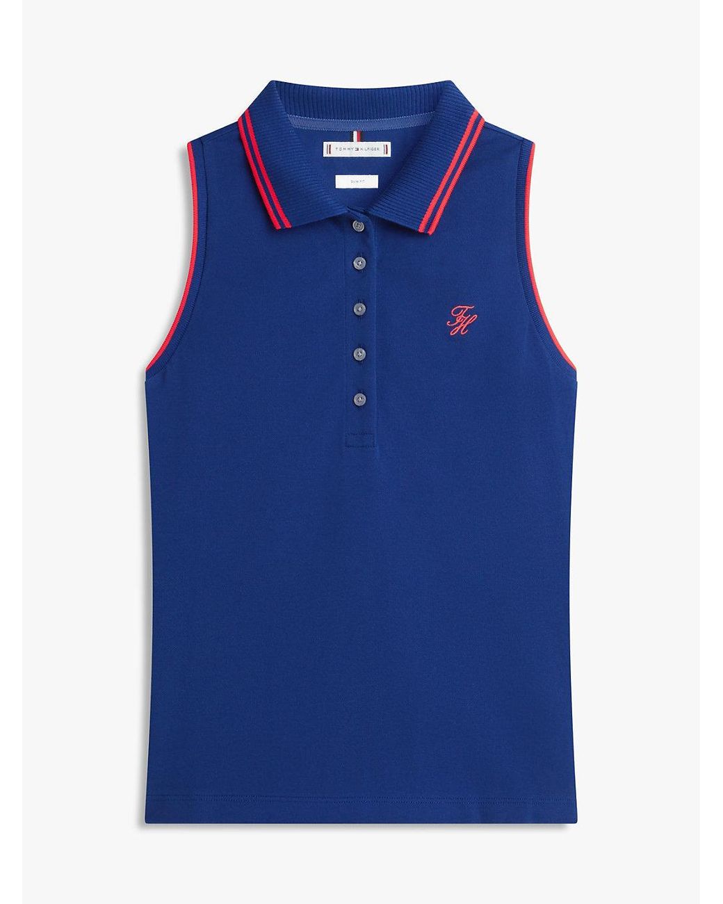 Tommy Hilfiger Blue 1985 Slim Fit Pique Sleeveless Polo Shirt