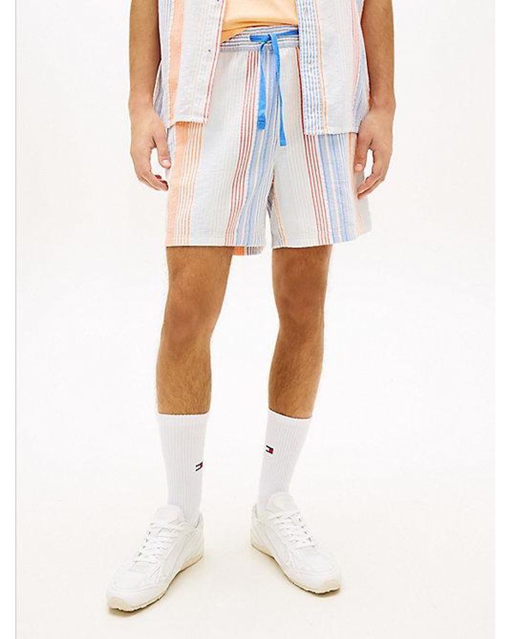 Tommy Hilfiger White Dobby Stripe Relaxed Shorts for men
