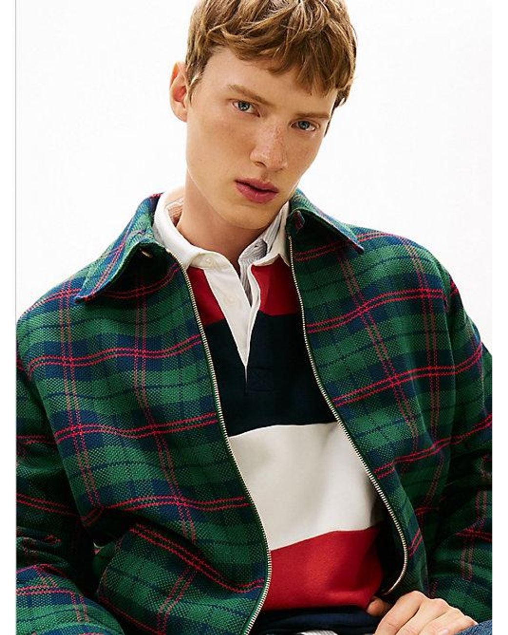 Tommy Hilfiger Green Tommy Girl Padded Tartan Oversized Ivy Jacket