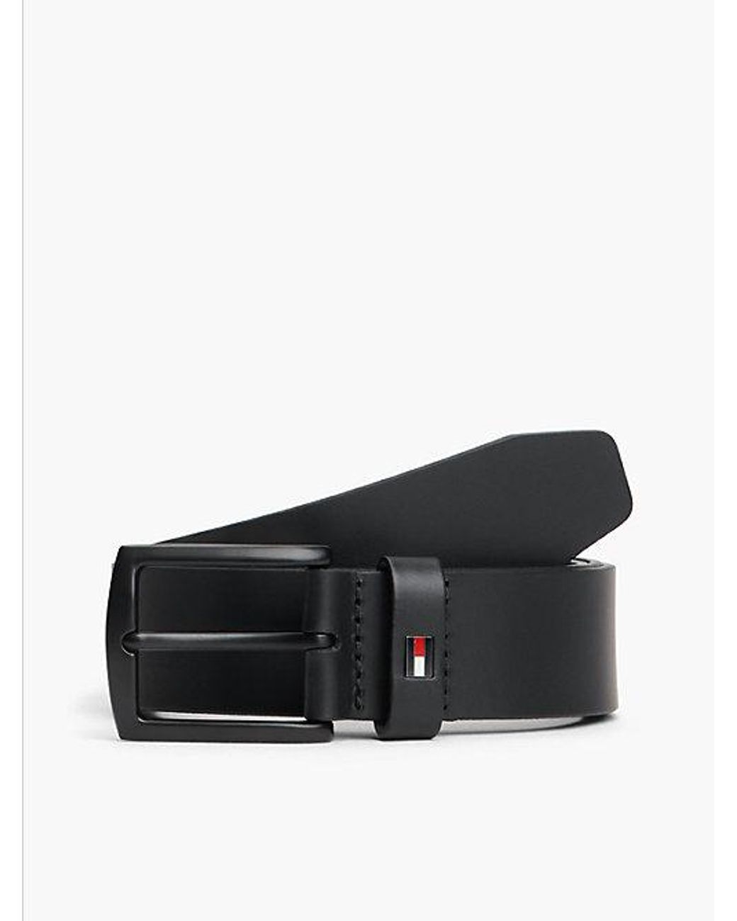 Tommy Hilfiger Black Denton Matte Leather Belt for men