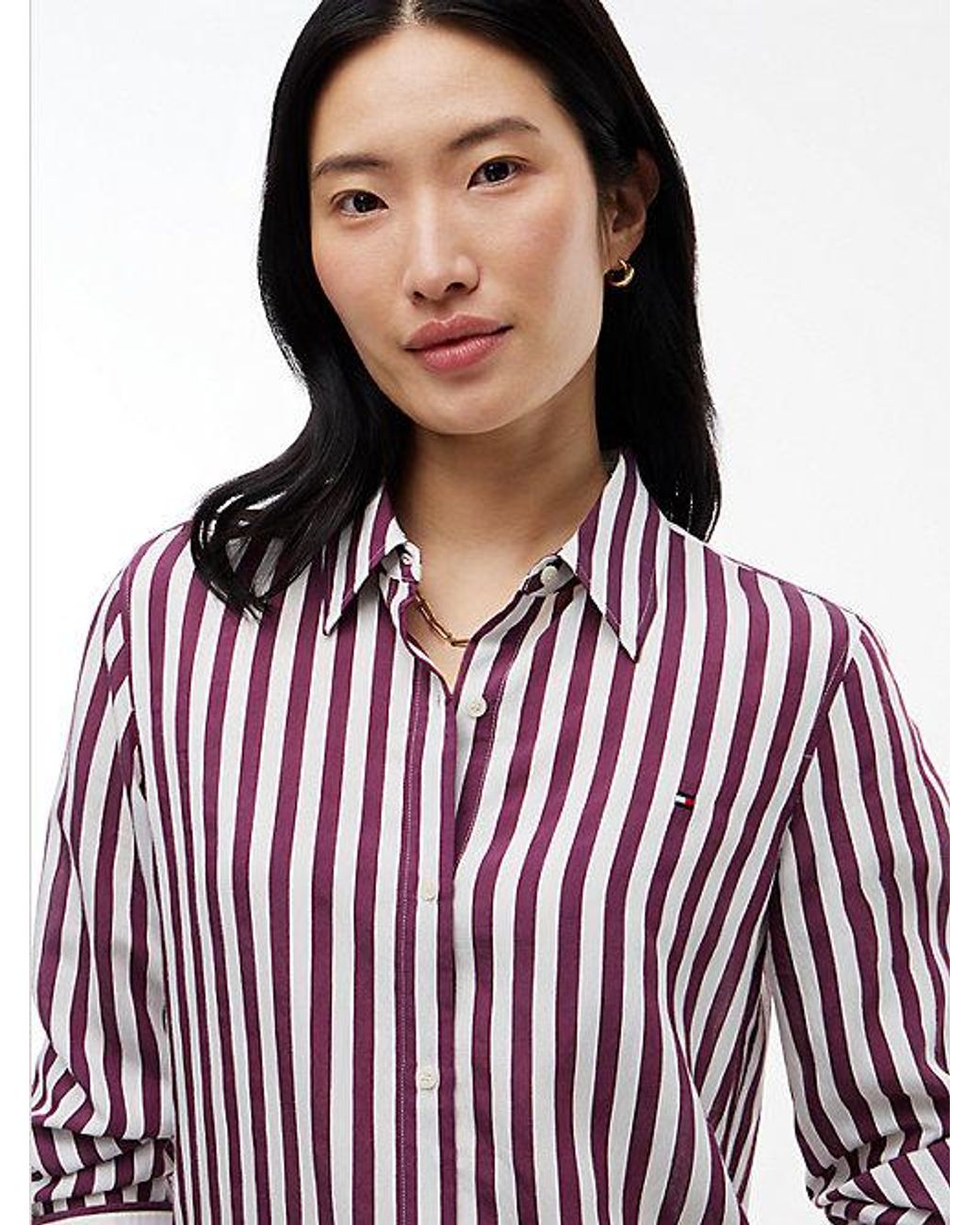 Tommy Hilfiger Red Regular Fit Stripe Shirt