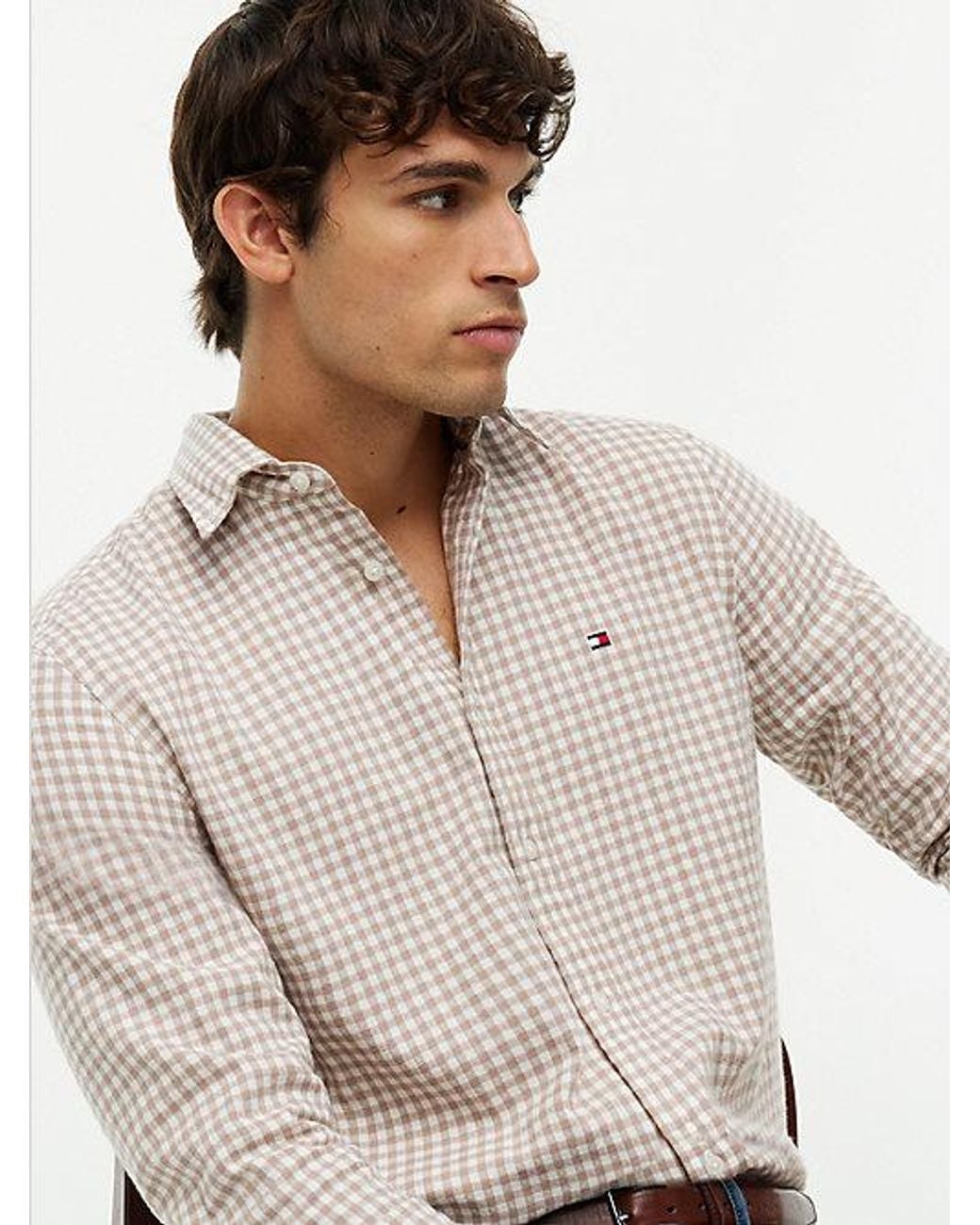 Tommy Hilfiger White Regular Fit Gingham Dobby Flannel Shirt for men