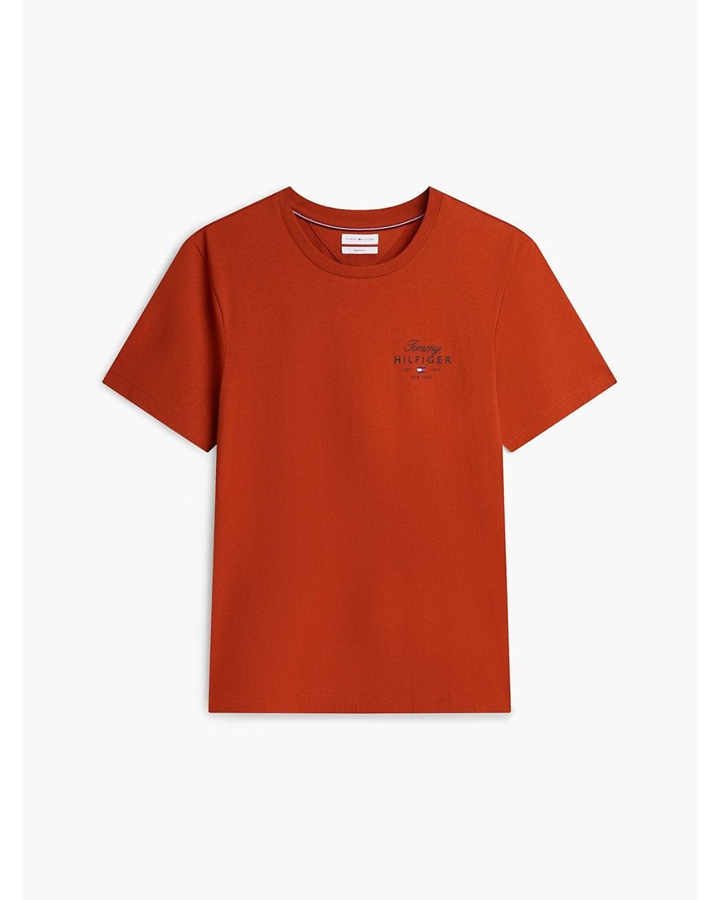 Tommy Hilfiger Red Logo Jersey Crew Neck T-Shirt for men