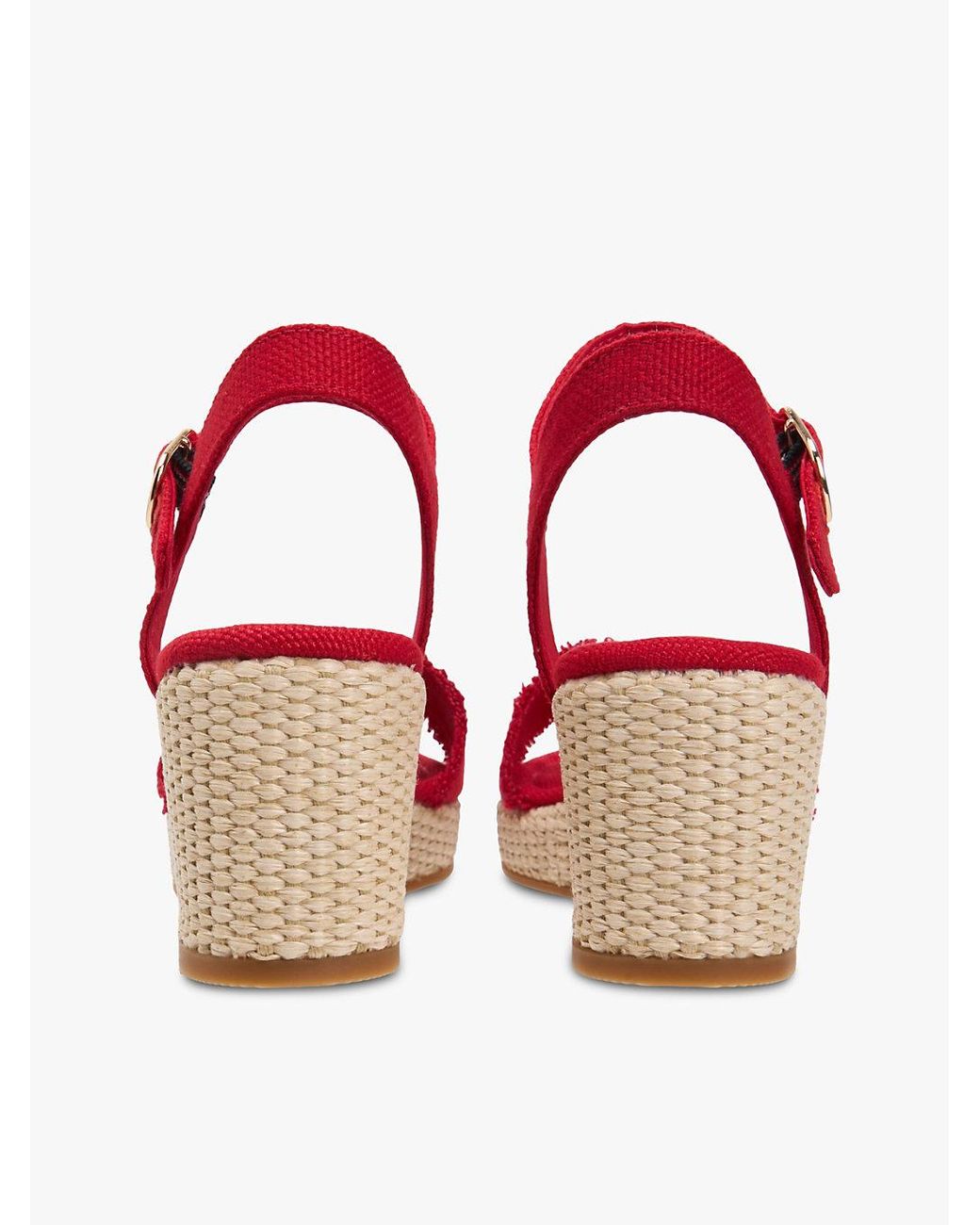 Tommy Hilfiger Red Th Monogram Woven Wedge Espadrilles