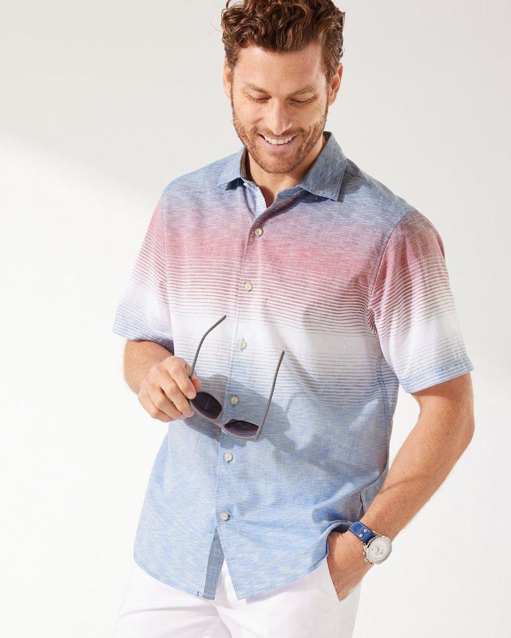Tommy Bahama Cotton Americana Stripe Camp Shirt in Blue for Men | Lyst