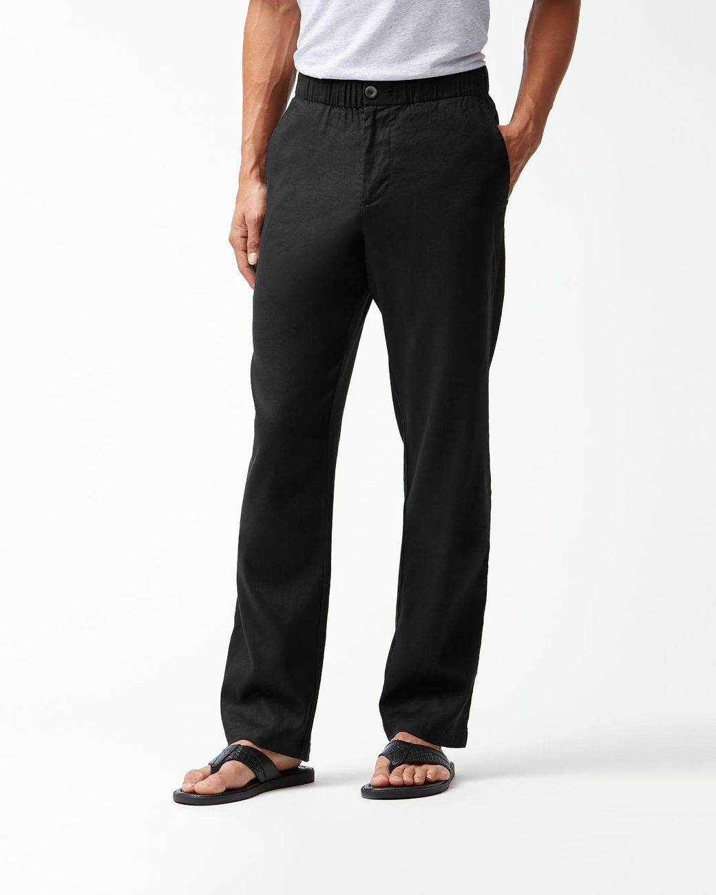 Tommy Bahama Beach Linen Elasticwaist Pants in Black for Men Lyst