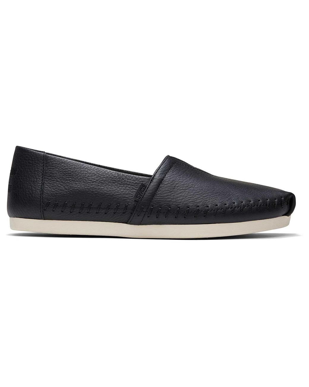 toms black leather flats