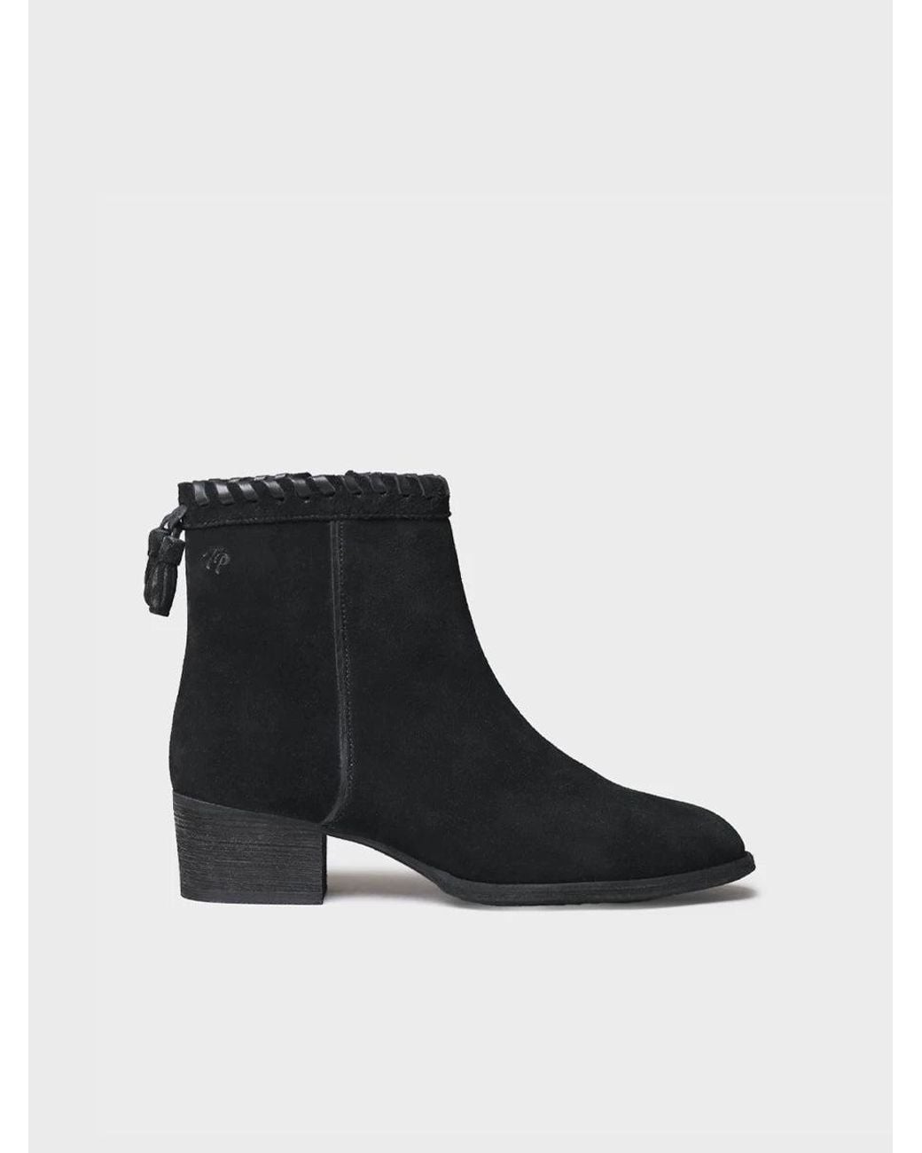 Toni Pons Black Suede Ankle Boot With Braiding And Tassels