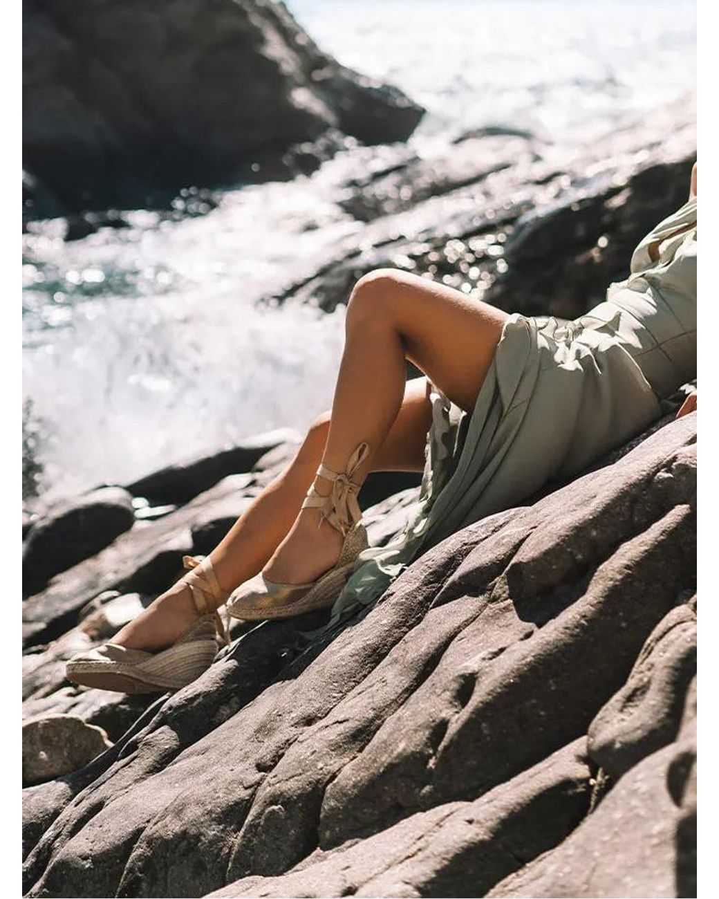 Toni Pons Metallic Valencian Espadrille For With Wedge And Ribbons
