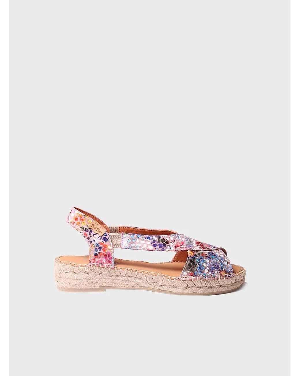 Toni Pons Pink Sandal With Jute Crossed Bands