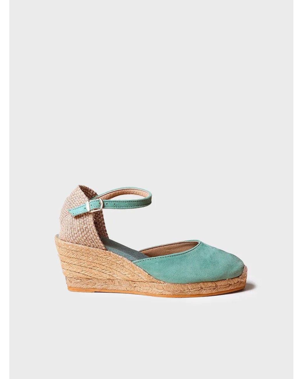 Toni Pons Green Closed Leather Espadrilles