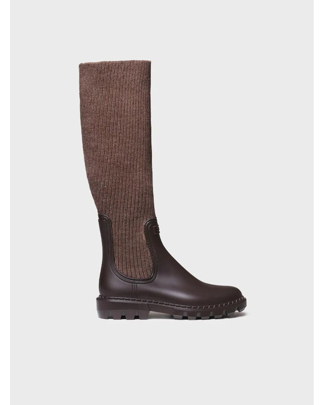 Toni Pons Brown High Rubber And Knit Boot