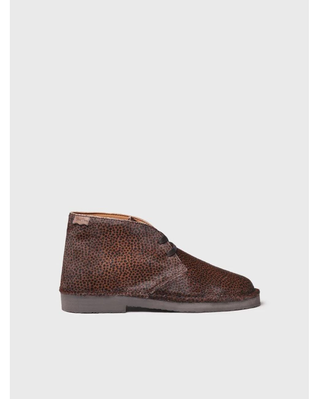 Toni Pons Brown Leather Ankle Boot With Polka Dot Print