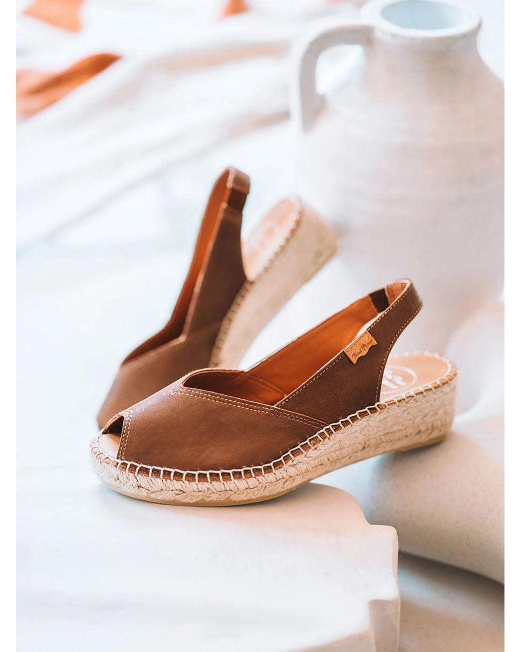 Toni Pons White Peep-Toe Wedge Espadrille