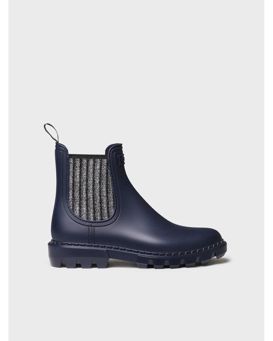Toni Pons Blue Rubber Rain Ankle Boot With Lurex Elastic