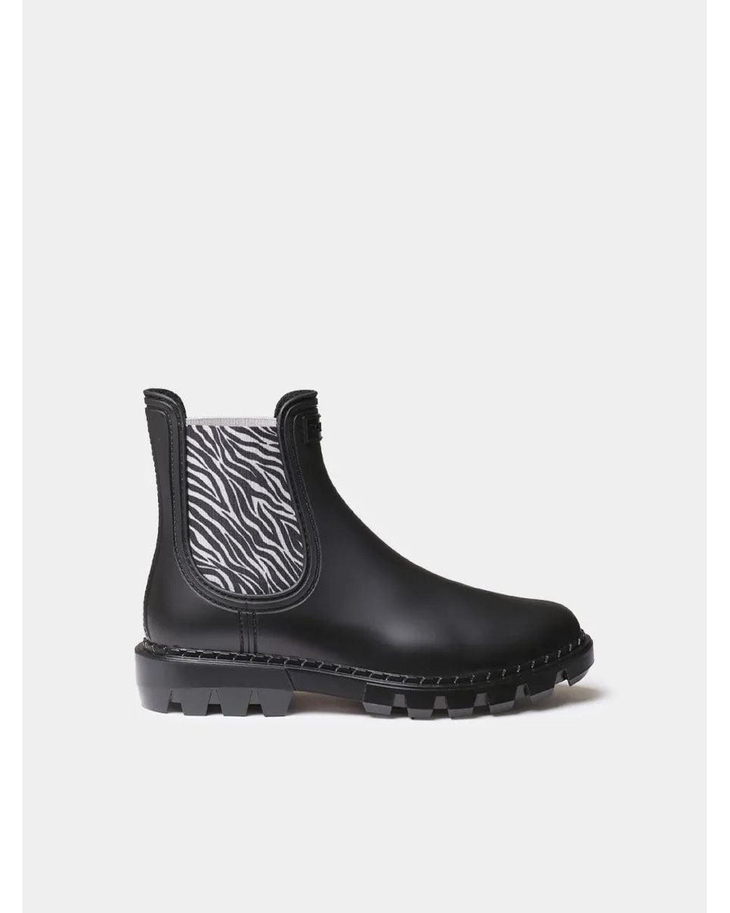 Toni Pons Black Rain Boots With Animal Print Side Elastic Bands