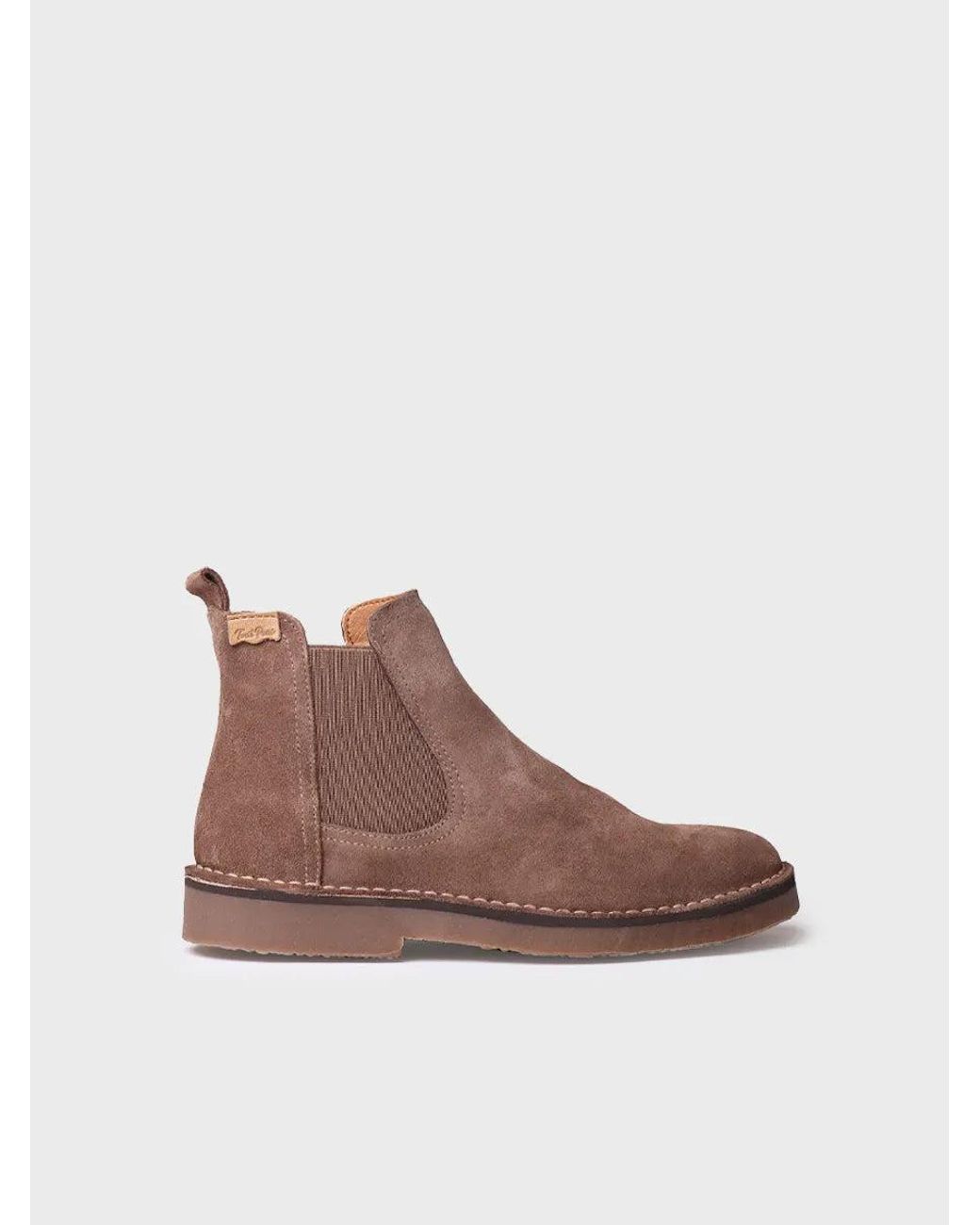 Toni Pons Brown Split Leather Ankle Boot With Side Elastics